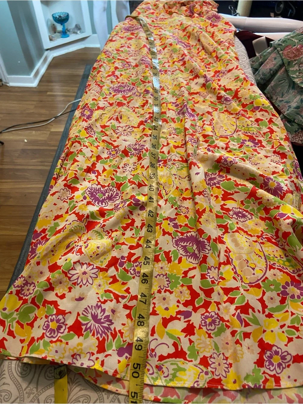 RIXO Jenna Red Summer Meadow Yellow Floral Maxi/Midi Dress Ruffle Sz 2
